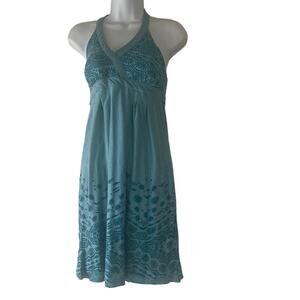 Athleta Women's Size XS Balsa Burnout Blue Halter Outdoor Dress